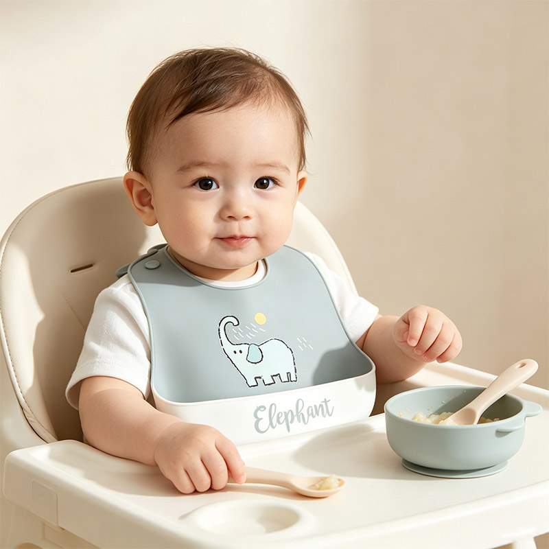 Baby Food Year Old - 아기 실리콘 수유 턱받이 만화 패턴