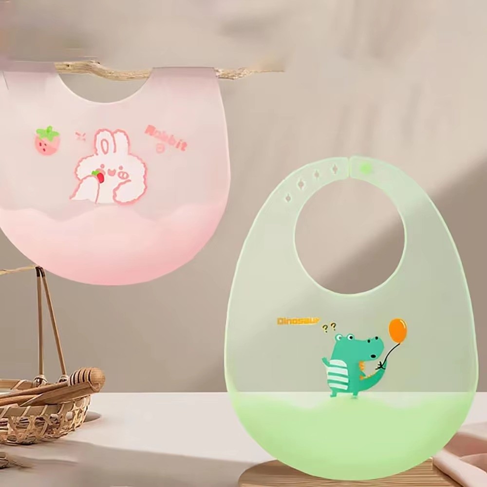 Baby Food Apron - 만화 방수 아기 턱받이 부드러운 실리콘