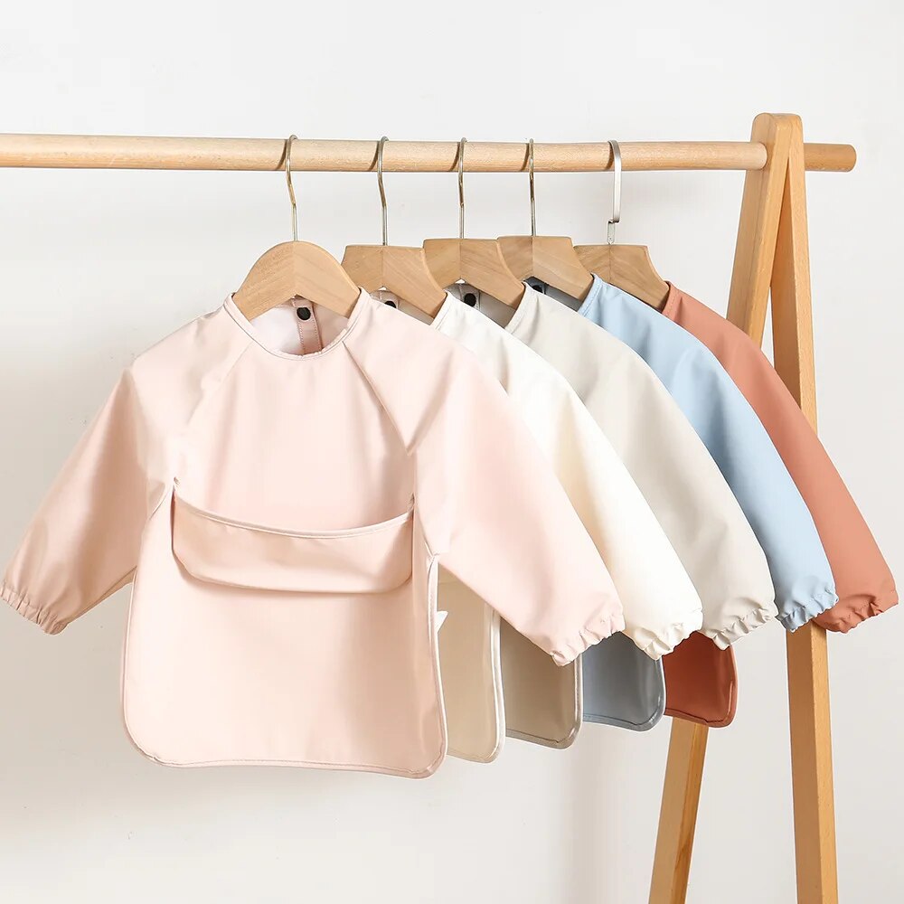 Baby Food Apron - 1pcs 솔리드 컬러 페인팅 Smock 아기의