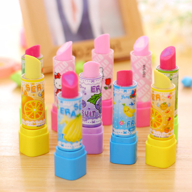 Baby Food Fruits - 10Pcs 만화 과일 립스틱 모양 지우개