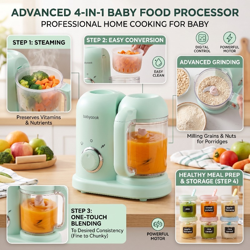 Baby Food Blender And Steamer - 다기능 고정밀 이유식 제조기 소형 자동