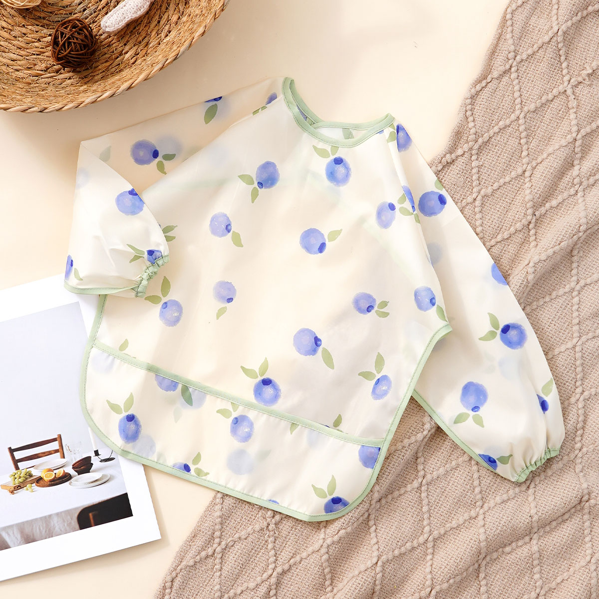 Baby Food Apron - 긴팔 아기 턱받이, 방수 및 오염