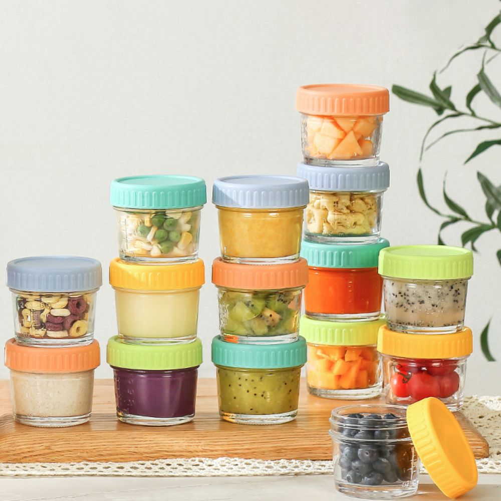 6개 유리 아기 음식 용기 뚜껑 포함 재사용 가능 소스 - Baby Food Jars 리뷰 및 가격