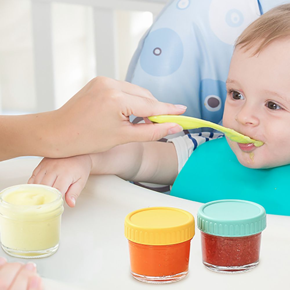 6개 유리 아기 음식 용기 뚜껑 포함 재사용 가능 소스 - Baby Food Jars 리뷰 및 가격