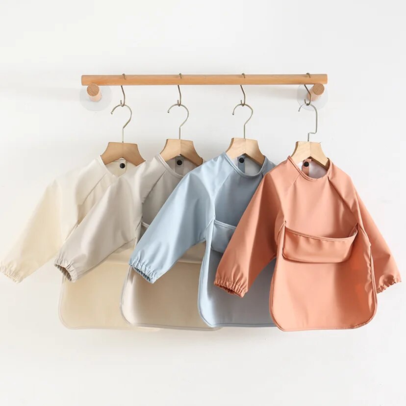 1pcs 솔리드 컬러 페인팅 Smock 아기의 부드러운 - Baby Food Apron 리뷰 및 가격