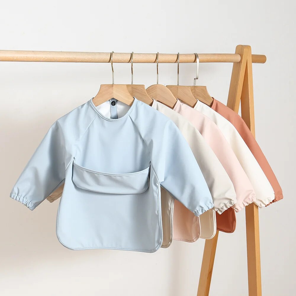 1pcs 솔리드 컬러 페인팅 Smock 아기의 부드러운 - Baby Food Apron 리뷰 및 가격